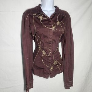 Embroidered Brown Women's Blouse